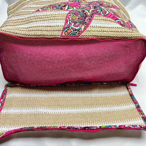 Vera Bradley Tan and Pink Starfish Beach Bag - Picture 7 of 11